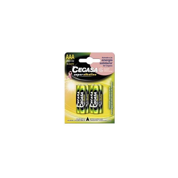 cegasa blister 4+2 pilas super alkalinas lr03 - e92 (aaa) cancer mama cegasa 329057