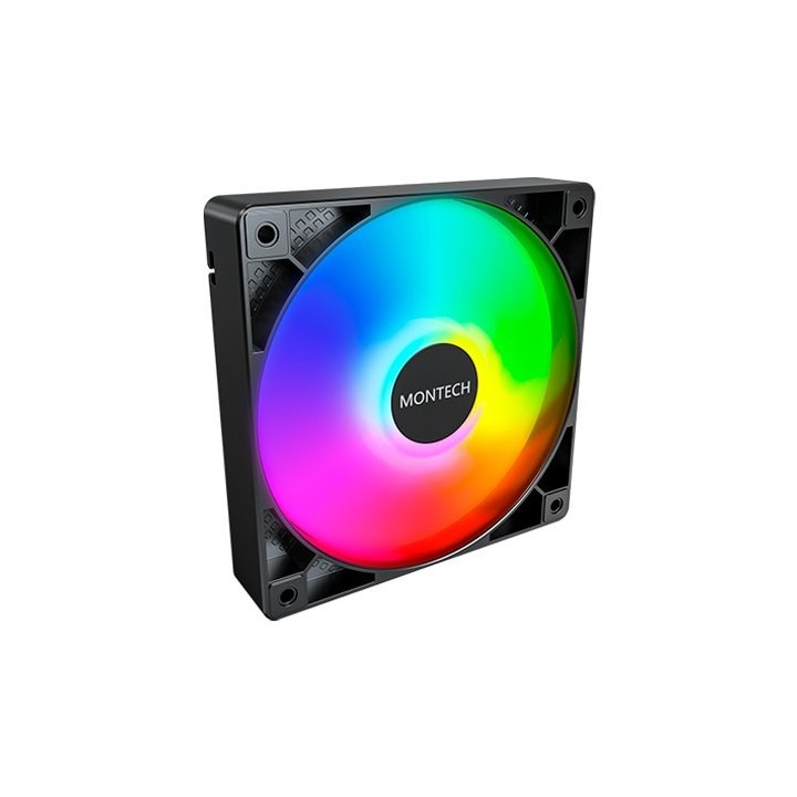ventilador 120x120 montech gf120 pwm black pack 3 + hub 120mm argb 1600rpm pwm