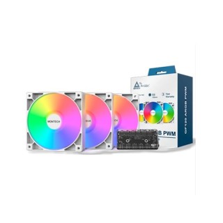 ventilador 120x120 montech gf120 pwm white pack 3 + hub 120mm argb 1600rpm pwm