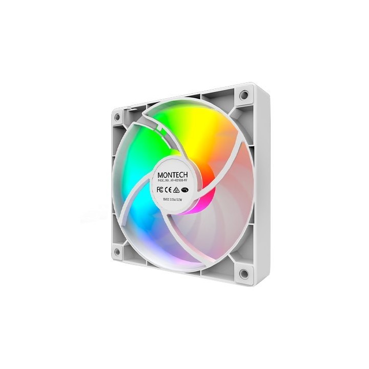 ventilador 120x120 montech gf120 pwm white pack 3 + hub 120mm argb 1600rpm pwm