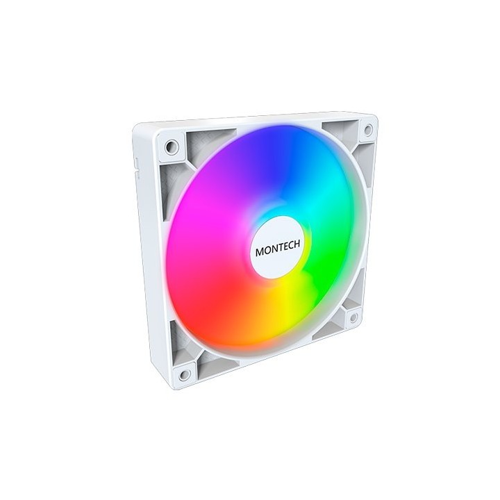 ventilador 120x120 montech gf120 pwm white pack 3 + hub 120mm argb 1600rpm pwm