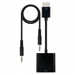 nanocable nanocable conversor hdmi a svga+audio, hdmi/m-svga/h+3.5/h, negro, 10 cm+1.0 m
