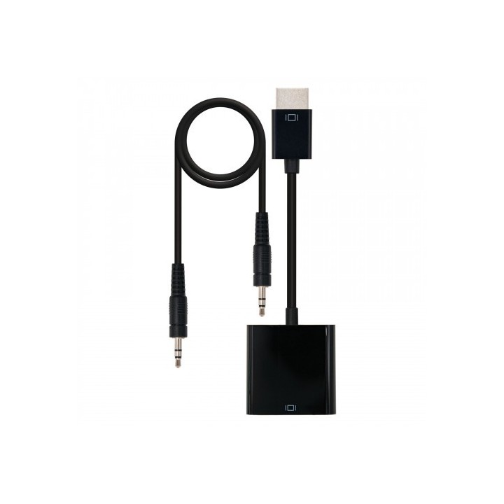 nanocable nanocable conversor hdmi a svga+audio, hdmi/m-svga/h+3.5/h, negro, 10 cm+1.0 m