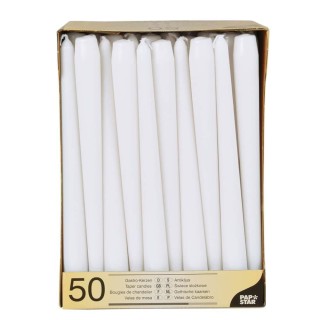 caja 50  velas papstar 2.2x25cm blanco
