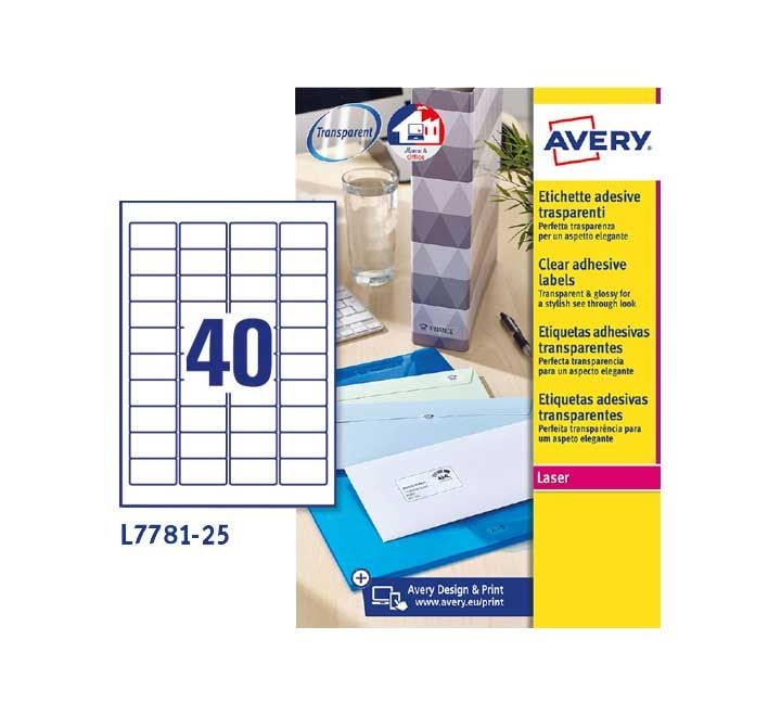 c.25h etiq. avery 45.7x25.4 laser brillo invisible