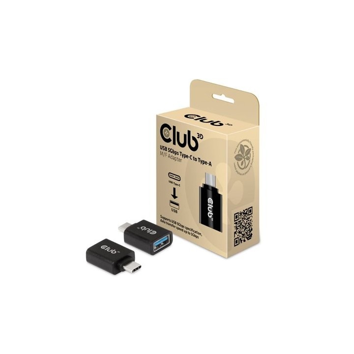 adaptador usb-c 3.1  a usb-a 3.0  club3d m h adaptador usb tipo c a usb tipo a 5gbps m h