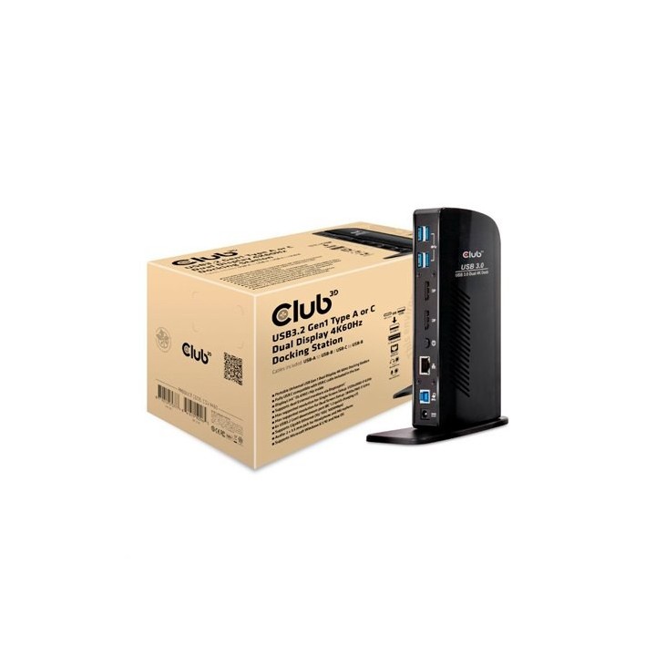 docking station usb 3.2 club3d gen1 tipo a   c doble pantalla 4k60hz  displaylink