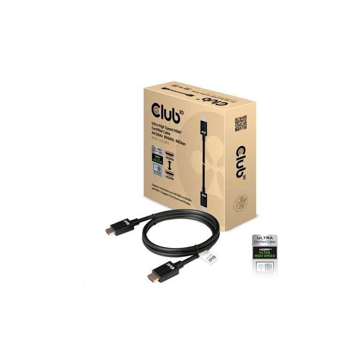 cable certificado hdmi club3d 1m ultra alta velocidad 4k120hz  8k60hz 48gb m m 1m