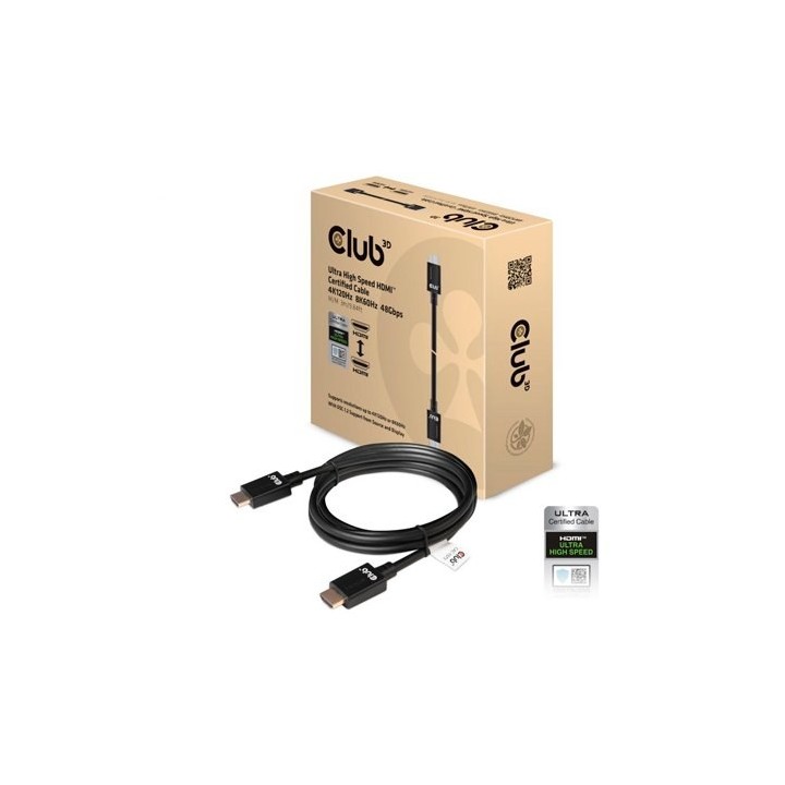 cable certificado hdmi club3d 3m ultra alta velocidad 4k120hz  8k60hz 48gb m m 3m