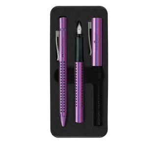 set faber castell grip glam pluma +boli violeta