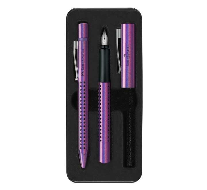 set faber castell grip glam pluma +boli violeta
