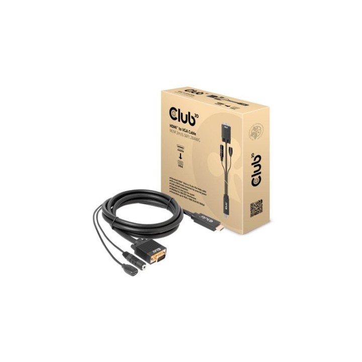 cable club3d hdmi a vga cable hdmi a vga 2m  1080p m m