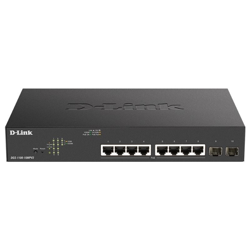 d-link dgs-1100-10mpv2/e switch 8xgb poe+ 2xsfp
