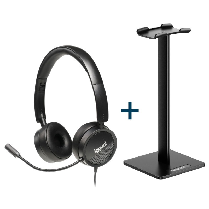 iggual kit auriculares dual tech + soporte sa22
