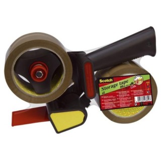 scotch pack dispensador mango pistola + 2 rollos cinta de embalaje marron 50mm x 66m hv.5066.r2d.b s