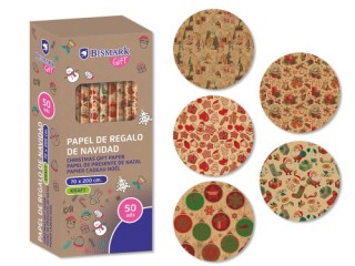 bismark papel de regalo kraft navidad celebration 70x200 bismark 332997