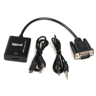 iggual adaptador vga a hdmi + audio + microusb