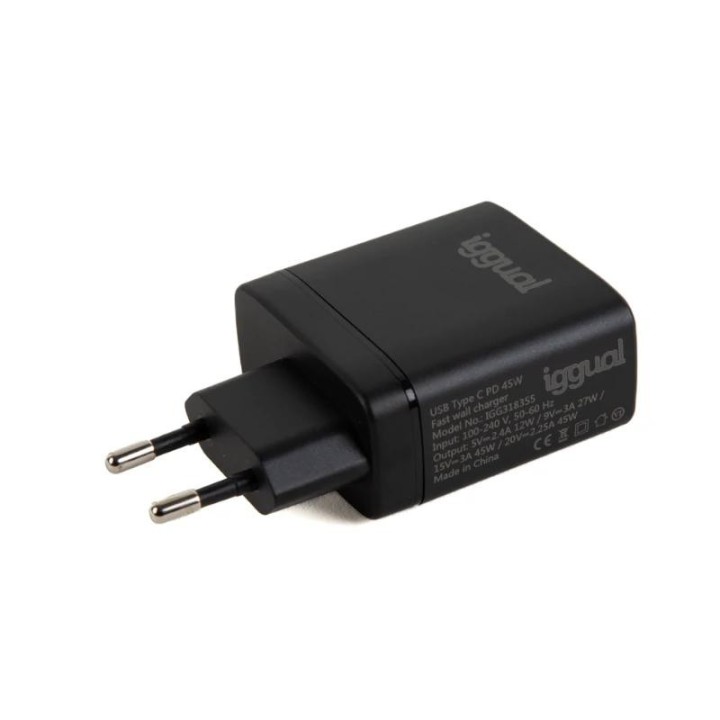 iggual cargador rapido usb pd tipo c 45w gan