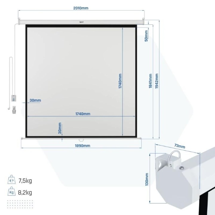 iggual pantalla electrica 4:3 100 180x180 cm