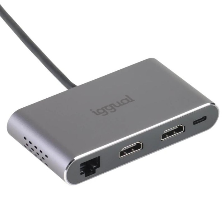 iggual hub c 8 en 1 2xhdmi 2xusb 2xsd rj45 pd100w