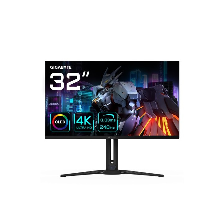gigabyte aorus fo32u2 pantalla para pc 80 cm (31.5) 3840 x 2160 pixeles 4k ultra hd oled negro