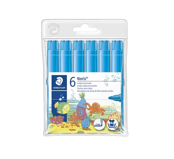 b. 6 rotulad. staedtler noris jumbo 340 azul