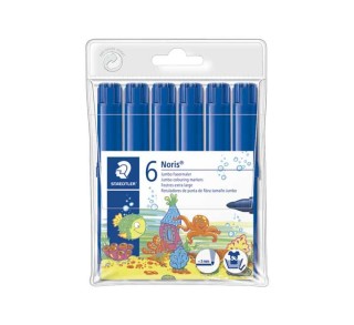 b. 6 rotulad. staedtler noris jumbo 340 azul cl
