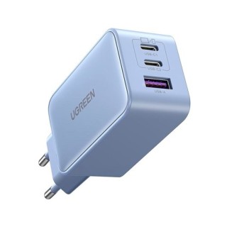 cargador ugreen usb-a+2usb-c 65w  gan fast 65w 3en1 led gan purple