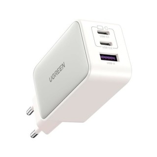 cargador ugreen usb-a+2usb-c 65w  gan fast 65w 3en1 led gan mint