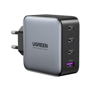 cargador ugreen usb-a+3usb-c 100w  gan fast 100w tft display gan black