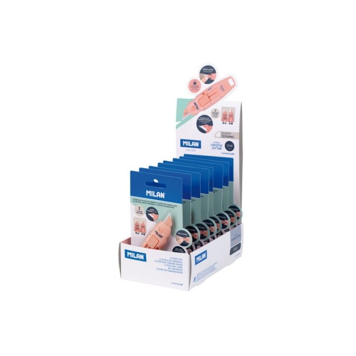 milan expositor 8 blisters cuter hoja ceramica stick serie 1918, rosa milan 6010108p