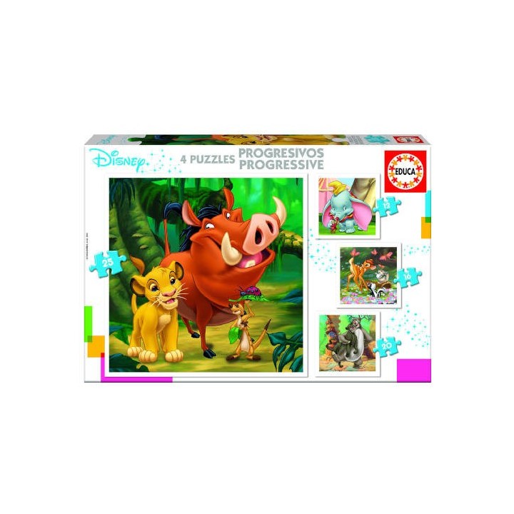 educa borras puzzle progresivos disney animals dumbo+bambi+lion king+jungle book de 3-5 anos educa b