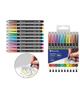 bismark set rotuladores calibrados 0.4mm + pincel 10 colores bismark 332337