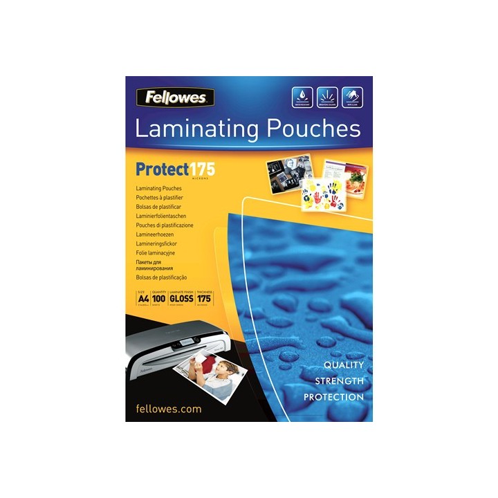 fellowes pack 100 bolsas plastificacion 216x303 175 micras a4 fellowes 5308703
