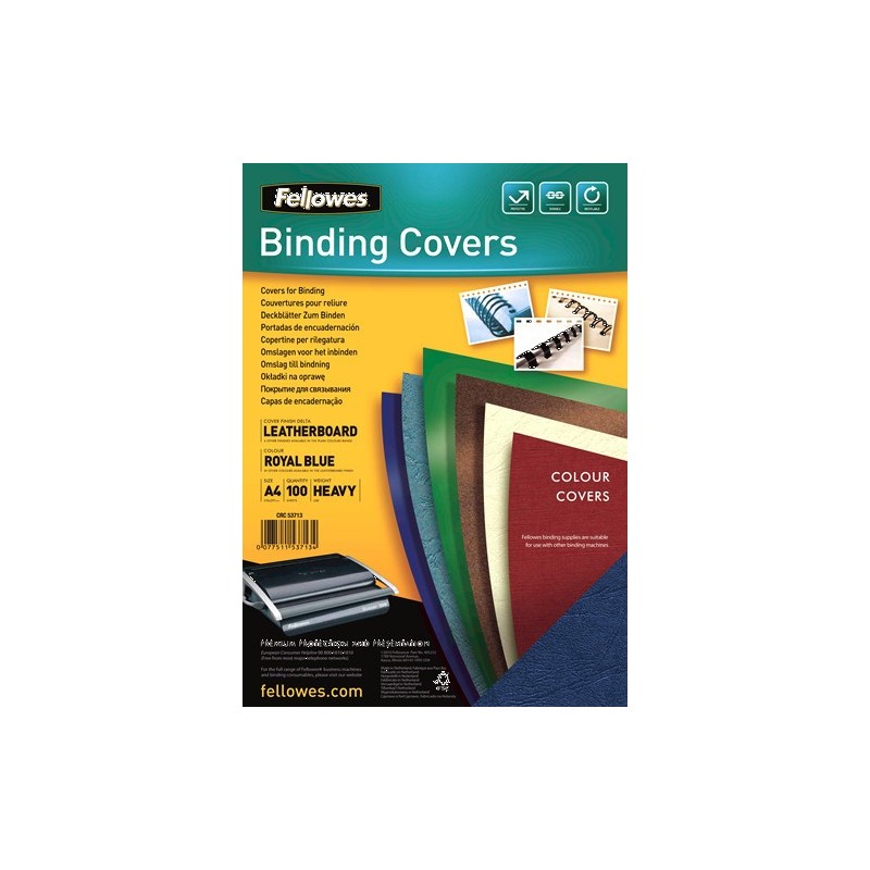 fellowes pack 100 portadas simil piel a4 250 gr. azul fellowes 5371305