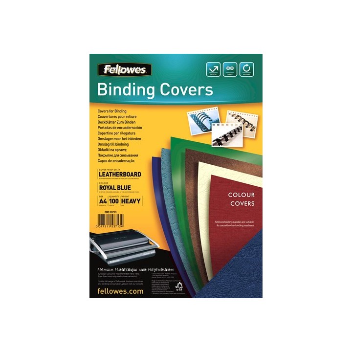 fellowes pack 100 portadas simil piel a4 250 gr. azul fellowes 5371305