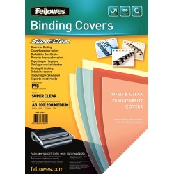 fellowes pack 100 portadas pvc transparente a3 200 micras cristal fellowes 53764