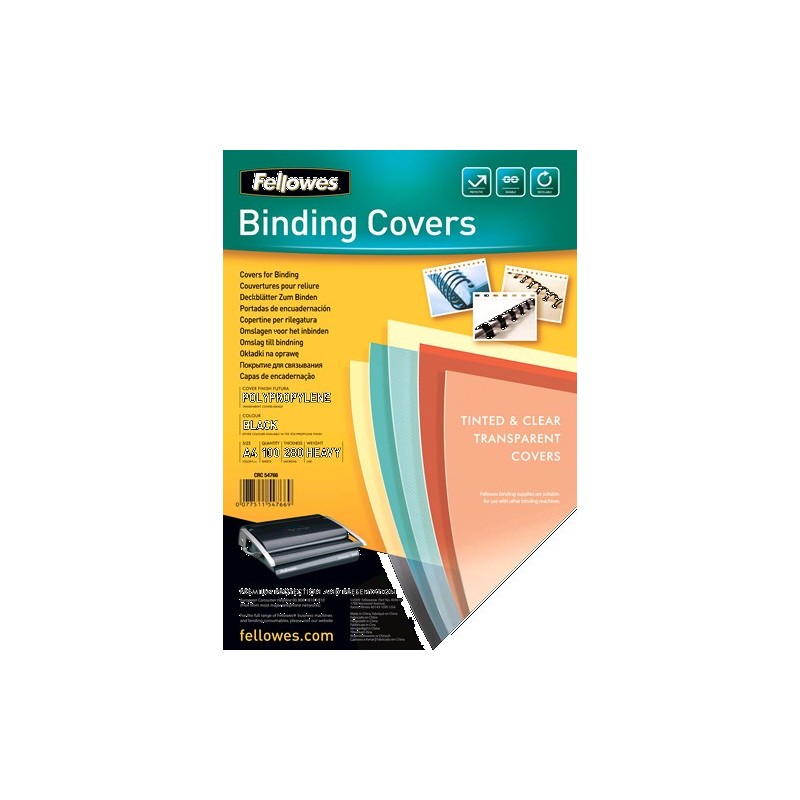 fellowes pack 100 portadas polipropileno negro 280 micras a4 fellowes 5476603