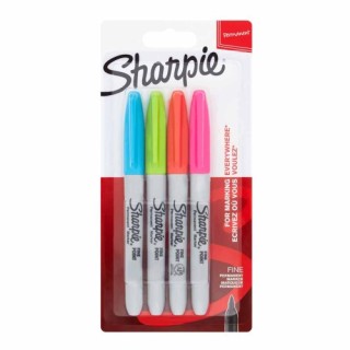 sharpie sharpie 2065403 marcador permanente fibre tip azul, verde, naranja, rosa 4 pieza(s)