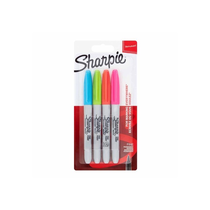 sharpie sharpie 2065403 marcador permanente fibre tip azul, verde, naranja, rosa 4 pieza(s)