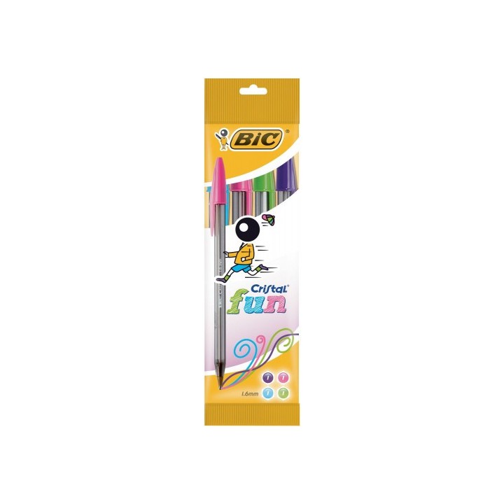 bic blister 4 boligrafo cristal fun punta 1,6 mm. colores surtidos bic 8957921