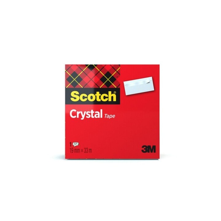 scotch rollo cinta transparente 19mm x 33m crystal 600/1933 caja carton scoth 7100027387