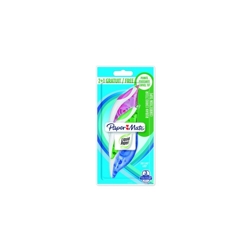 papermate corrector dryline grip bl 2+1 paper mate 2027780