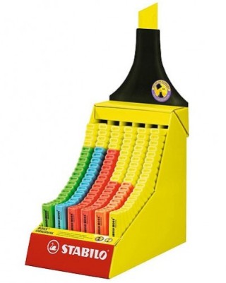 stabilo expositor de carton con forma stabilo boss 120 unidades surtidas 6 colores trazo 2/5mm. stab
