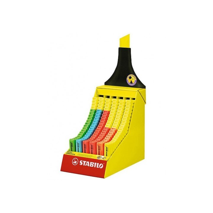 stabilo expositor de carton con forma stabilo boss 120 unidades surtidas 6 colores trazo 2/5mm. stab