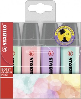 stabilo estuche 4 marcadores fluorescente boss pastel trazo 2/5mm. surtido stabilo 70/4-2
