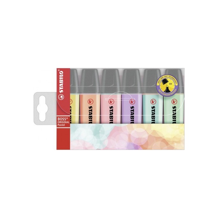 stabilo estuche 6 marcadores fluorescente boss pastel trazo 2/5mm. surtido stabilo 70/6-2