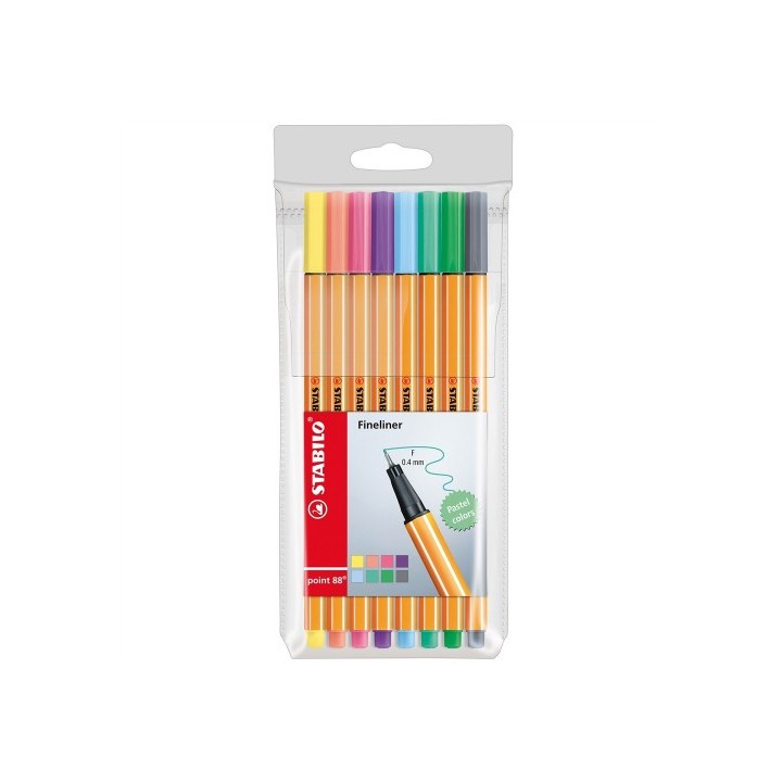 stabilo estuche rotulador punta fina 0,4mm. point 88 con 8 unidades pastel stabilo 88/8-01