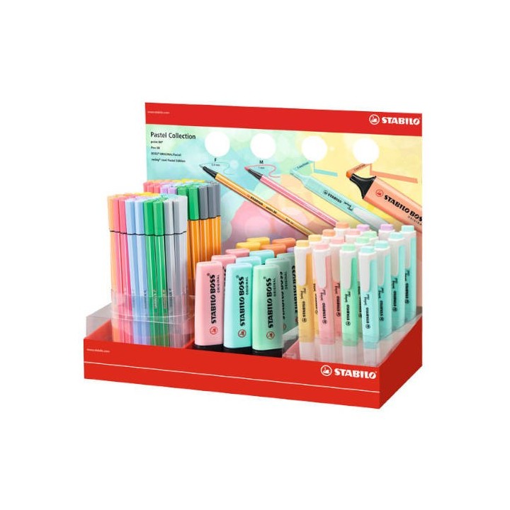 stabilo expositor boss original trazo 2/5mm. 40 uds pen 68 + 40 uds. point 88 + 15 box + 16 swing co