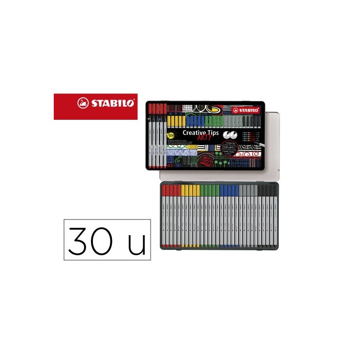 stabilo estuche metal creative tips - arty pastel 30 uds.1 ud. c/punta 34,60,47,26,95,46. nov. ene.